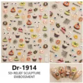 Halloween 5D reliëf nagel stickers, schattige schedel pompoen spinnenweb nail art. - Dr-1914