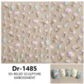 5D reliëf nagelkunst stickers, Chinese stijl bloemlelie magnolia en vazen voor manicure decoratie. - Dr-1485