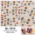 Halloween 5D relief geest schedel nagel stickers in reliuef griezelige nail art blad - Dr-1915