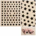 Schwarze 3D-Fünfeck-Nagelsticker, flache selbstklebende Nail-Art-Aufkleber, Maniküre-Dekor. - Schwarz