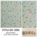Blauwe margriet nagelstickers 3D platte zelfklevende bloemen nageldecals manicure art - Blauw