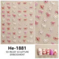 5D reliëf strik nagelstickers, schattige zelfklevende stickers voor DIY manicure en nail art design. - He-1881