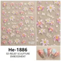 5D reliëf lelie bloem nagelstickers, elegante reliëf nagelkunst decoraties manicure. - He-1886