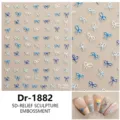 5D inreliëf strik nail art stickers blauw wit lint schattige manicure decoraties - Dr-1882