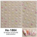 5D reliëf nagelstickers schattige kleurrijke strikken zelfklevende manicure decal He-1884 - He-1884