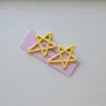 Cute yellow star hair clips detail shot, sweet candy color side bangs duckbill clip for kids. - 2 Pieces/Pack / Yellow