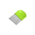 Stainless Steel Crinkle Cutter Potato Slicer with Green Plastic Handle Kitchen Tool - Green