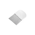 Stainless steel potato crinkle cutter with white handle, wavy kitchen slicer tool for french fries. - White