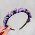 Detalle de diadema multi-pinza floral, dulce accesorio de cabello violeta para niñas. - Diadema Floral Morada