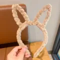 Cute plush rabbit ear headband for kids autumn winter sweet soft hair accessories hoop - Rabbit Ear / Coffee