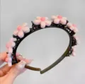 Diadema multicapa floral dulce para niños y mujeres, accesorio de pinzas de pelo rosa. - Flor Rosa