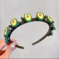 Sweet avocado design multi-clip black hair hoop cute daily hair accessories for girls. - Avocado Headband