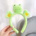 Banda para el pelo de felpa de rana verde linda para mujeres y niñas, accesorio suave. - Diadema de Rana