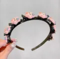 Children sweet multi-clip plastic hair band with cute pink cloud charms for girls daily use. - Shy Flower Headband