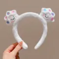 Schattige pluche haarband met schattige puppy poot borduurwerk, zachte witte haarhoepel voor dagelijks. - Wit
