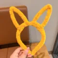 Kids yellow plush rabbit ear headband cute winter fluffy hair hoop for girls hair accessories - Rabbit Ear / Yellow