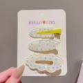 Juego de 3 pinzas para el pelo coreanas resina transparente puntos de colores nube geométrica - Conjunto de 3 Piezas de Puntos Blanco Roto