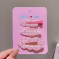 Set de 3 Pinzas de Pelo Rosa Cuadros Melocotón Estilo Coreano Horquillas Monadas de Acrílico - Conjunto de 3 Piezas de Durazno Rosa