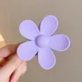 Purple matte flower hair claw clip, cute candy color hair accessory for daily styling. - Purple