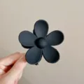 Black matte flower hair claw clip, cute shark clip for thick hair styling accessories - Black