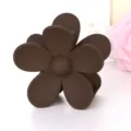 Brown matte flower hair claw clip for women girls, cute daily hair styling accessories. - Coffee