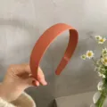 Solid matte wide headband for women daily hair styling, non-slip face washing hair hoop orange - Orange