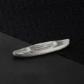 Poggiabacchette in acciaio inossidabile, supporto creativo per stoviglie, 9.5x2.2 cm. - Grana Legno Lucido / Argento
