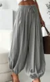 Casual loose grey drawstring lantern pants for women, trendy lazy style comfortable trousers. - S / Bottoms / Gray
