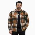 Mens vintage plaid flannel shirt long sleeve button down casual loose jacket outerwear - S / Tops / Khaki Patchwork Plaid