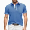 Polo uomo a maniche corte con dettagli a contrasto bottoni e taschino sul petto. - Blu Contrasto (XT03-AL3-DXPOLO-14)
