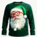 Christmas mens long sleeve t-shirt funny graphic 3d print crewneck holiday casual green top - XT09-AL3-CXTX-5