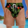 Herren lustige tropische 3D-Druck Badehose mit Kordelzug Strand Boardshorts fuer Urlaub - Unterteil - Tropischer Papagei Haarige Beine (DK01-LL5)