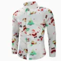 Camisa de Manga Larga de Navidad para Hombre Estampado Festivo Top Blanco Modelo - CXCS-LL20 (Fiesta de Navidad sobre Fondo Blanco)