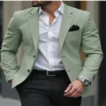 Veste de costume homme casual business, blazer vert sauge pour fete et banquet. - S / Hauts / Vert clair
