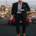Men's slim fit black suit two-piece set detail view, stylish business wear fashion choice. - S / Top And Bottom / Black (XFTZ-AL3-1)