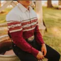 Men vintage long sleeve button shirt with southwestern geometric print patchwork for casual wear. - S / Tops / White & Red (XT02-AL3-CXCS-39)