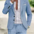 Herren Hellblau Freizeit Anzug Zweiteiliger Set Stilvoller Blazer Und Passende Hosen Outfits - S / Top And Bottom / Hellblau