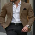 Veste blazer décontractée pour homme, manteau de costume élégant pour bureau et quotidien. - Marron Khaki