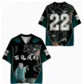 Men's 3D Print V-Neck Short Sleeve Tee Japanese Yokai Art Casual Summer T-Shirt - XXS / Tops / Black and Green