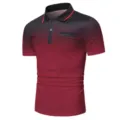 Men's short sleeve polo shirt gradient color business casual top summer fashion apparel. - S / Tops / Red