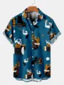 Men's short sleeve Hawaiian shirt with abstract jazz music print casual summer beach top. - S / Jazz Musical Instrument Print Style (OFSQ-02553)