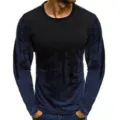 Herren Langarm Rundhals Freizeittrikot mit 3D-Druck, stilvolles und bequemes Design. - CT-Marineblau