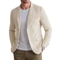 Men's striped casual blazer jacket, stylish long sleeve outdoor commuter outerwear top. - S / Tops / Light Khaki