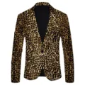 Men's leopard print slim fit single button casual blazer jacket stylish fashion top - S / Tops / Brown Leopard Print
