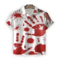 Men's short sleeve button down shirt with 3D bloody handprint digital print casual summer top - S / Blood Handprint Pattern (A-1)