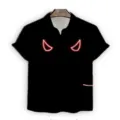 Men short sleeve shirt black 3d digital print devil horns casual cardigan summer top fashion - S / 3D Demon Horns Pattern (A-6)