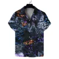 Detailansicht eines hawaiianischen Herrenkurzarmhemds mit abstraktem 3D-Druckmuster. - Rx-cs-470-24 / S