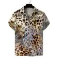 Nahaufnahme Detailansicht des Herren Sommer Kurzarmhemds mit 3D Leoparden und Spitzenmuster. - Rx-cs-470-29 / S
