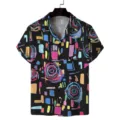 Herren Kurzarm Hawaiihemd Sommer Freizeit Knopfleiste Strandhemd abstrakter Print Top - Rx-cs-470-30 / S