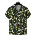 Herren Sommer Hawaii Kurzarmhemd mit 3D Blumenmuster, lässiges Button-Down Oberteil. - Rx-cs-470-32 / S
